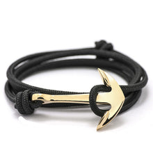 Bracelet ancre dorée noir